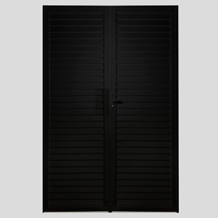 Porta de Abrir 2 Folhas Veneziana Alumínio Preto - 210x120