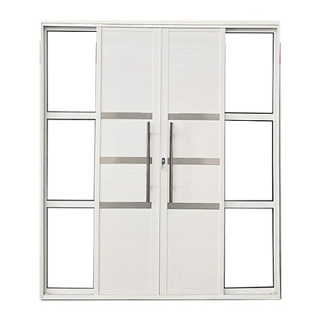 Porta Lambril de Correr 4 Folhas em Alumínio Branco - 210x200