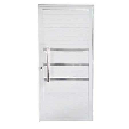 Porta Lambril de Alumínio com Friso Branco Direita - 210x80