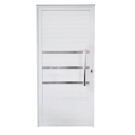 Porta Lambril de Alumínio com Friso Branco Esquerda - 210x90