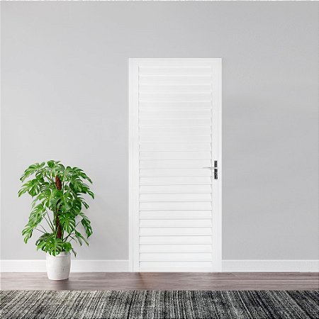Porta Veneziana em Alumínio Branco Aluvid - 210x60 Oferta BLACK