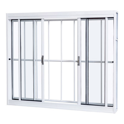 Janela de Aço Galvanizado 04 Folhas Com Grade - 100x150