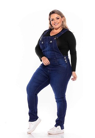 Macacão Feminino Jeans Plus Size VGI Azul