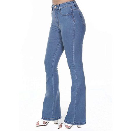 Calça Flare Jeans Feminina Super Lipo Sawary Cintura Alta