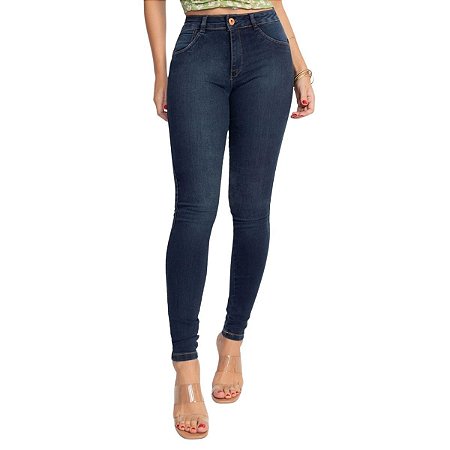 Calça Jeans Feminina Skinny Azul Escuro Biotipo Cintura Media