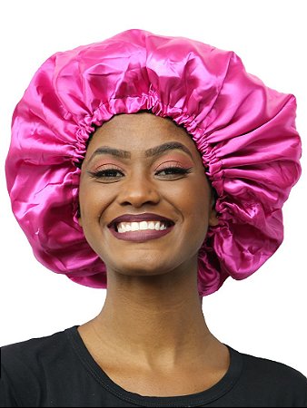 Touca de Cetim - Rosa Pink - MUNDO AFRO PERFECTA