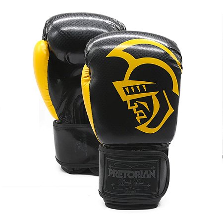 Luva Boxe/Muay Thai Pretorian Black Line - Preto/Amarelo