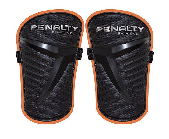 Caneleira Futebol Penalty Brasil 70 - Preto/Laranja