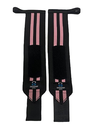 Munhequeira Elástica Crosshop Brasil Endurance - Cross Training - Musculação - Preto / Rosa