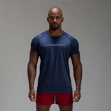 Camiseta Dry Fit Line Move Marinho Ashir - Alpha Co