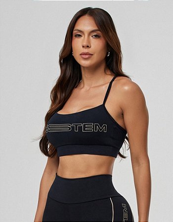 Top Média Sustentação Shape Juju Preto - Preto