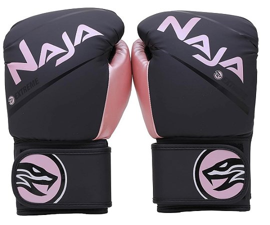 Luva Naja Extreme Boxe e Muay Thai Luva - Preto/Rosa Gold