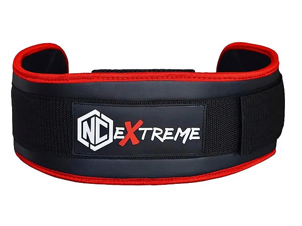 Cinto Cinturão Nc Extreme Cross Training LPO Musculação - Preto/Vermelho