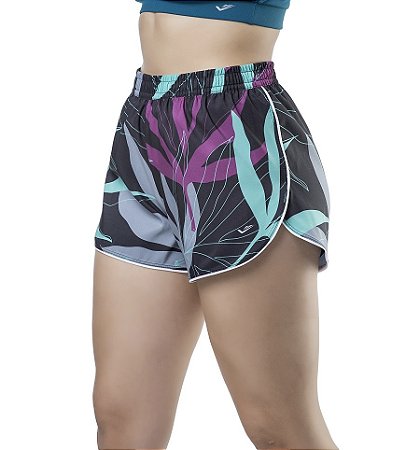 Short Microfibra c/ Estampa Digital- Preto/Verde
