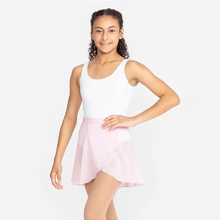 Saia De Ballet Infantil Transpassada Crepe Só Dança SD559 - Rosa