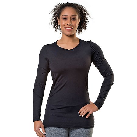 Camiseta Térmica Elite Manga Longa UV50+Fit Esporte Feminino