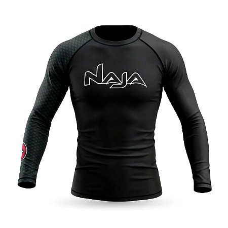 Rash Guard Naja Snake Manga Longa Compressão Jiu Jitsu BJJ - Preto