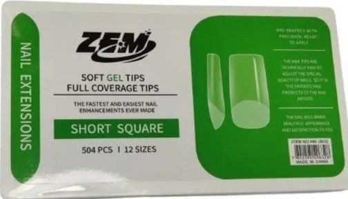 Tips Soft Gel Fosca Quadrada Curta 504un - ZEM