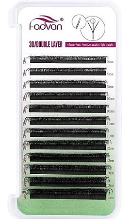 Cilios 3d w (duplo) 0.07d mix 8-14 mm preto fadvan