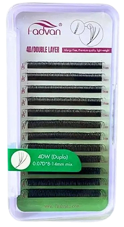 Cilios 4d w (duplo) 0.07d mix 8-14 mm preto fadvan