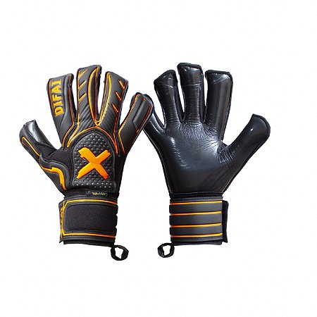 Luva De Goleiro Profissional Difai Jump Preta Laranja