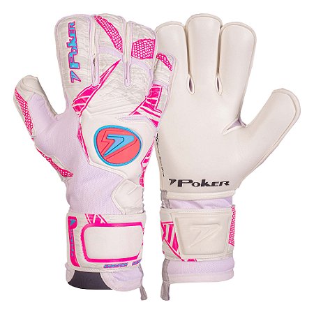 Luva de Goleiro Poker Champion 7 Extended Victory Rosa Branca