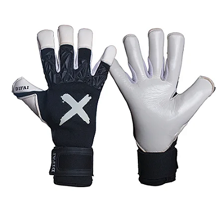 Luva De Goleiro Profissional Difai Hybrid Black Palma Branca Lançamento