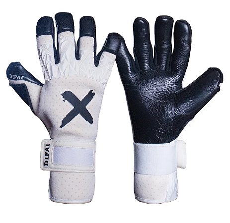 Luva De Goleiro Profissional Difai Hybrid Branca Palma Preta