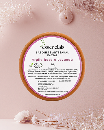 Sabonete Facial Argila Rosa e Lavanda