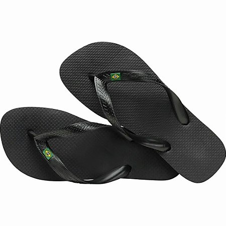 Chinelo Preto Simples Bandeirinha Brasil Masculino