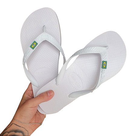 Chinelo Havaina Branco Bandeirinha  Masculino