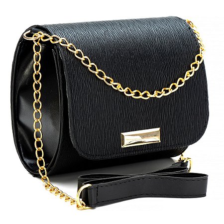 BOLSA FEMININA PEQUENA ALÇA TRANSVERSAL - PRETA