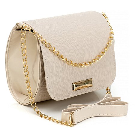 BOLSA FEMININA PEQUENA ALÇA TRANSVERSAL - MARFIM