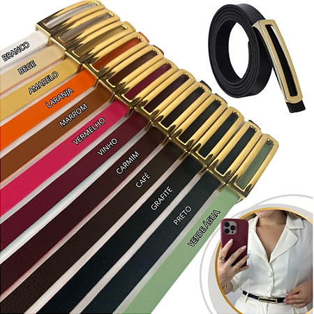 Cinto Feminino Fivela Alongada Premium Elegante