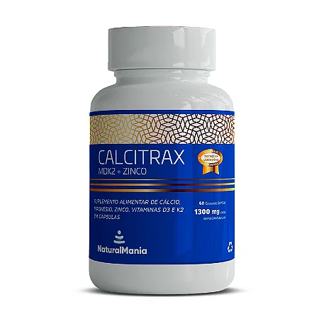 Suplemento alimentar de cálcio, magnésio, zinco, vitamina D e K em cápsulas