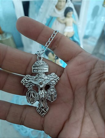 Crucifixo do perdão com cordão de aço
