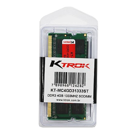 Memória Ram para Notebook Ktrok 4G DDR3 1333MHZ SODIMM