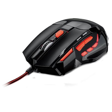 Mouse Gamer fire button usb 2400dpi preto e Vermelho - mo236