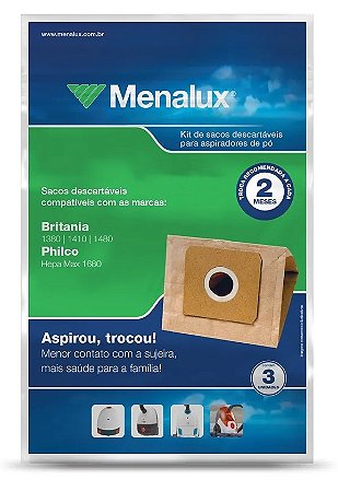 Descartavel (c/3 unid) | Britânia 1380 / 1410 / 1480 | Philco Hepa max 1680 | Arno Booly