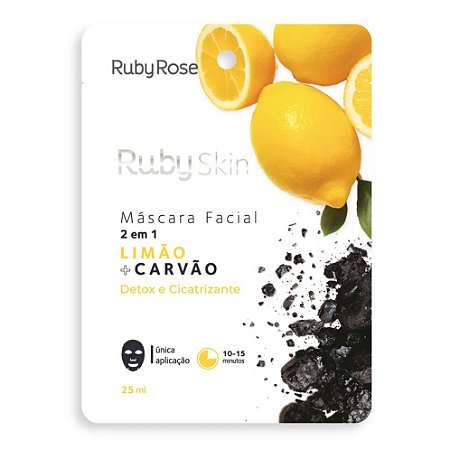 Máscara Facial Detox Cicatrizante Limão e Carvão - Ruby Rose