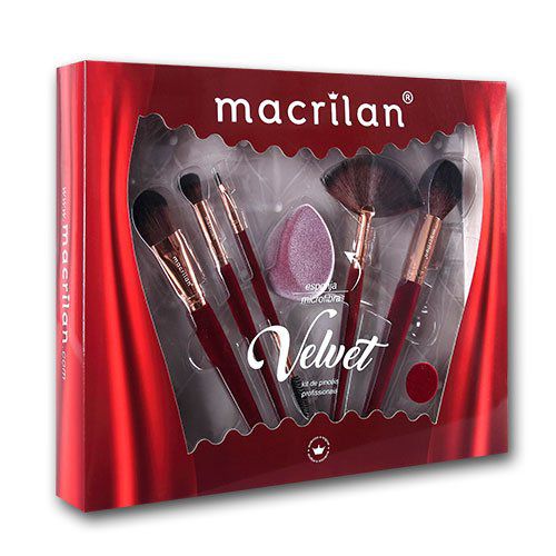 Kit Pincel Velvet Vermelho 6 pç - Macrilan
