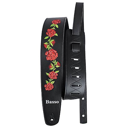 Correia para Violão Guitarra Baixo Basso - Bordado Rosas