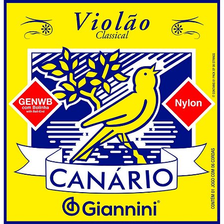 Jogo De Cordas Giannini Violão Nylon C/Bolinha Canário Genwb