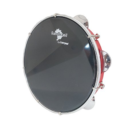 Pandeiro Sambrasil Standard - 10' Vermelho com Pele Preta