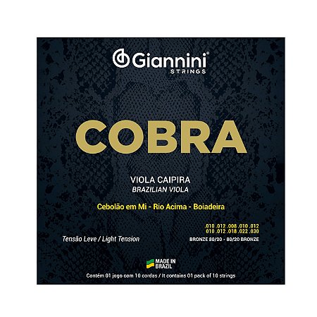 Jogo de cordas para Viola Caipira Giannini Bronze 80/20 MI