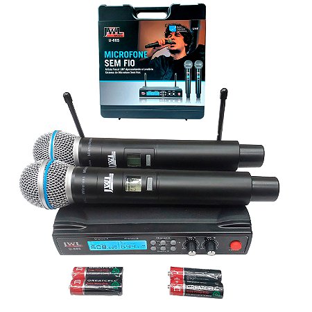 Microfone Sem fio Multi Frequência Duplo Bastão JWL U-685