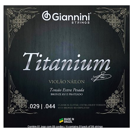 Jogo De Cordas  Violão Nylon Titaninun Extra Pesado Giannini