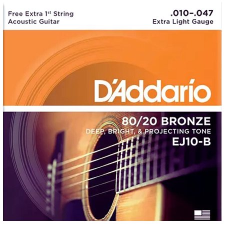 Jogo De Cordas para Violão Aço 010 Bronze D'addario