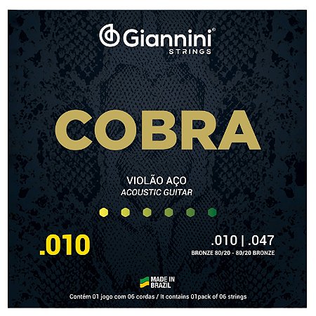 Jogo De Cordas Giannini Violão Aço Bronze 80/20 Ex Light 010