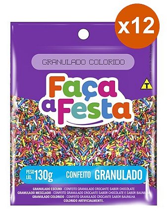 Confeito Granulado Colorido Sache 12x130g